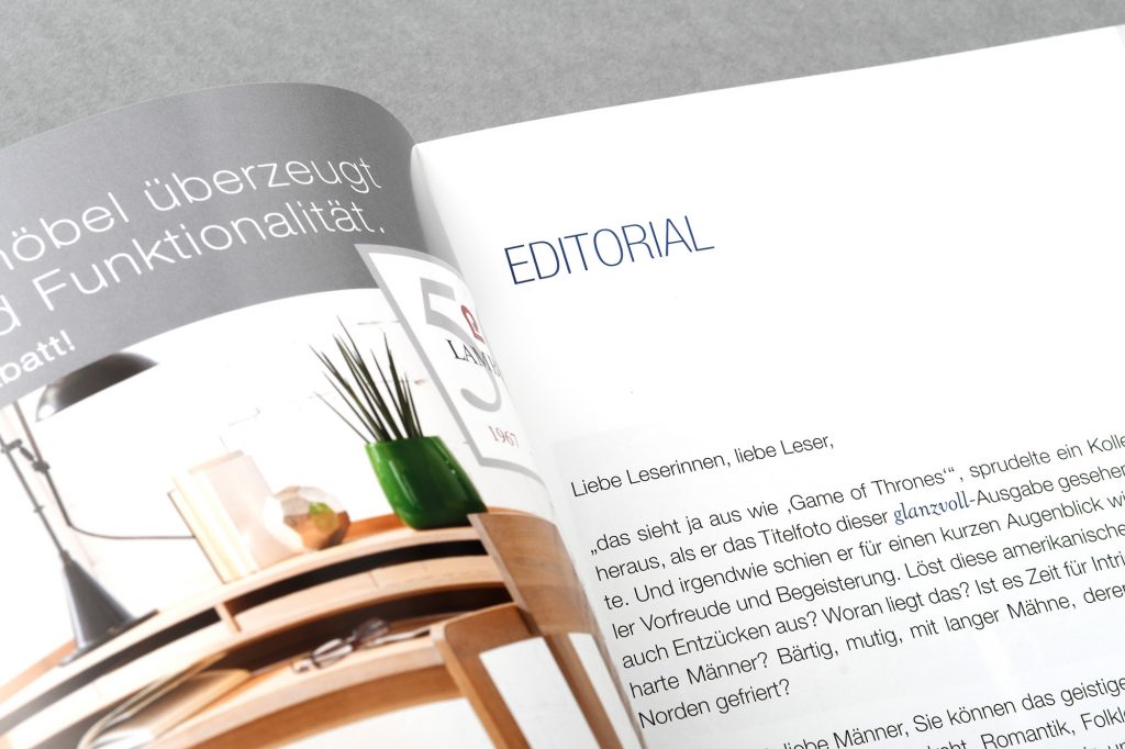 Editorial Design für glanzvoll Magazin