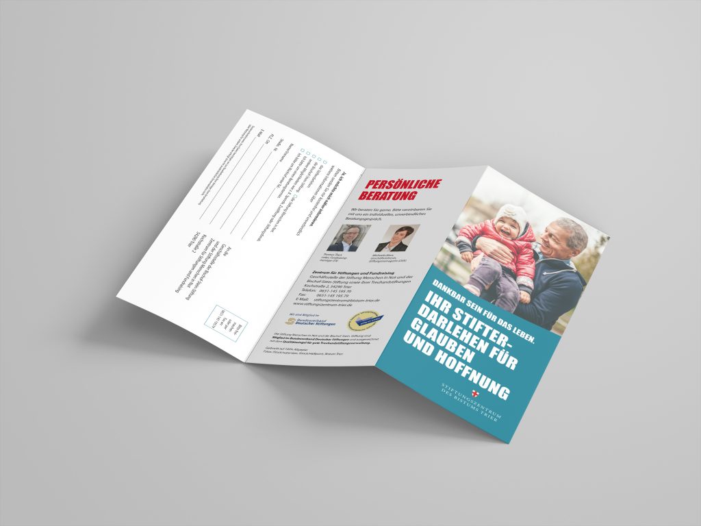 Layout Flyer des Stiftungszentrums des Bistums Trier