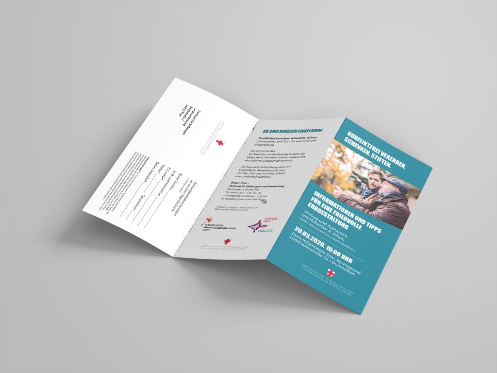 Layout Flyer des Stiftungszentrums des Bistums Trier