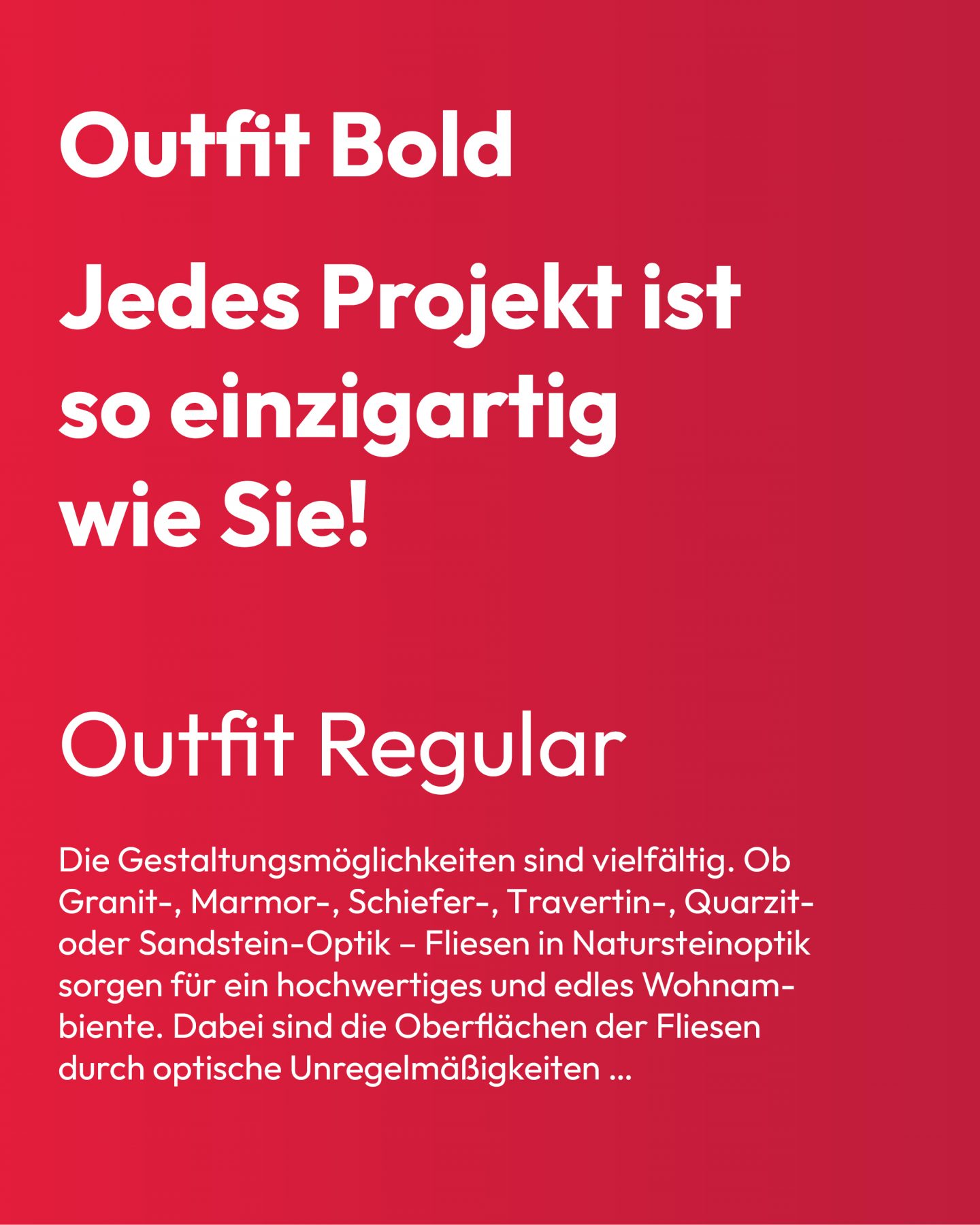 Für die Webseite wurde die Schriftfamilie Outfit in den Schnitten Bold und Regular benutzt.