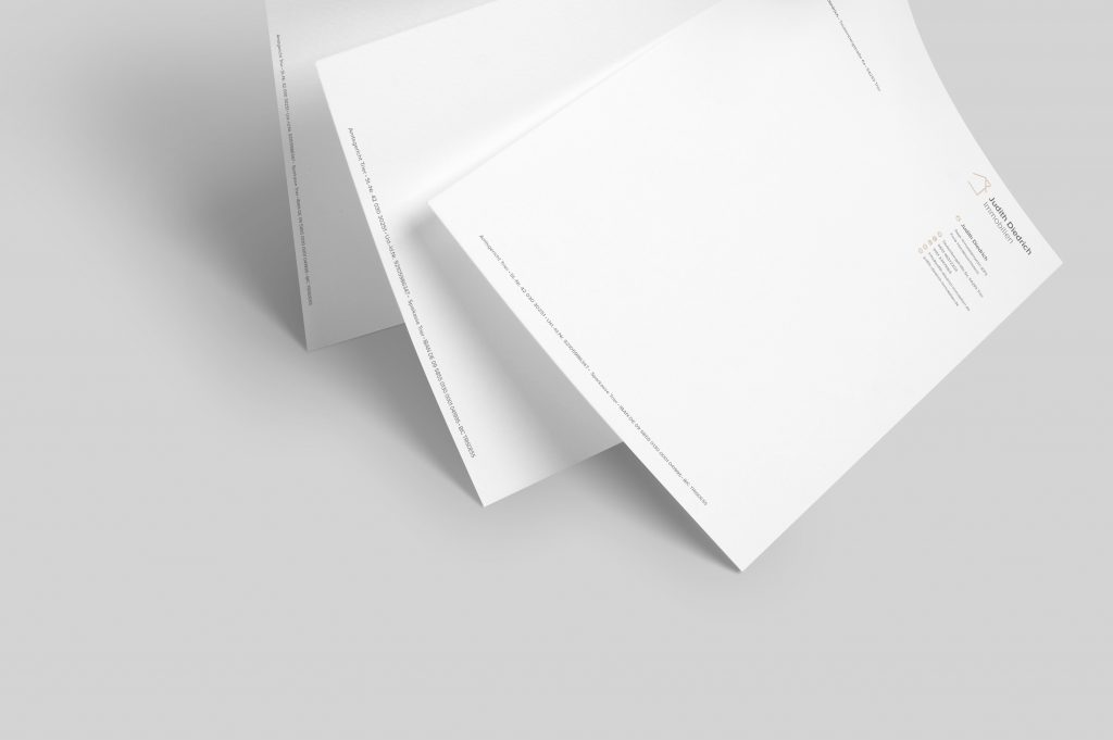 Das Bild zeigt das Briefpapier für Judith Diedrich Immobilien