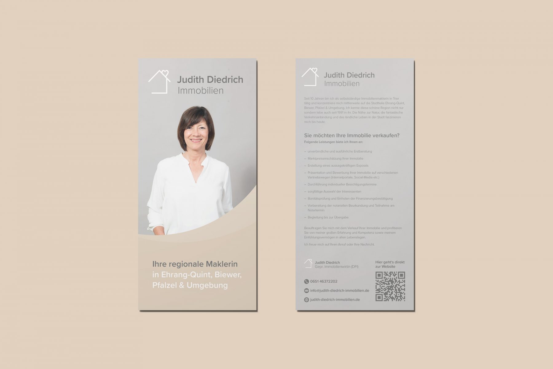 Das Bild zeigt einen Flyer für Judith Diedrich Immobilien