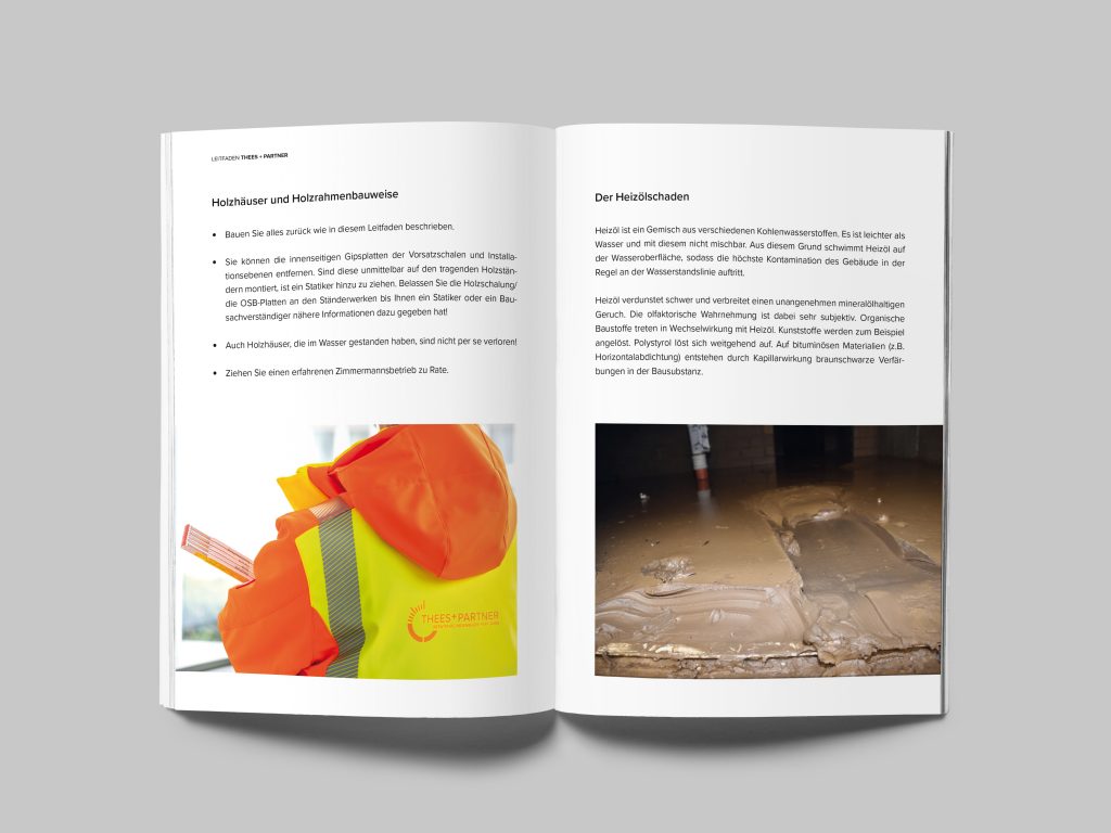 Das Bild zeigt ein gestaltetes Prospekt der Firma Thees und Partner