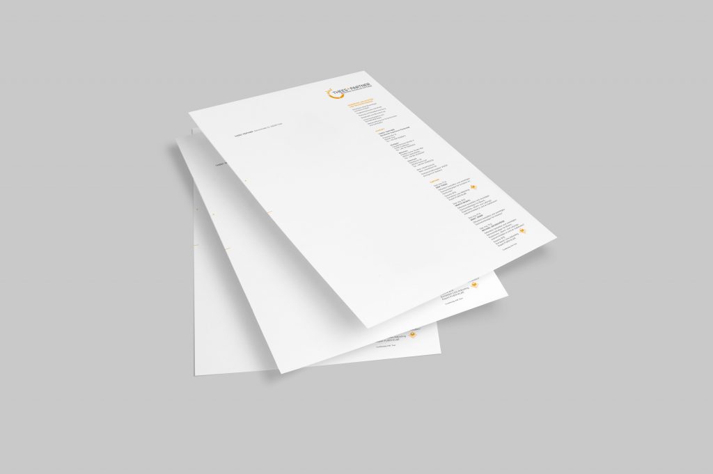 Das Bild zeigt Briefbögen der Firma Thees und Partner