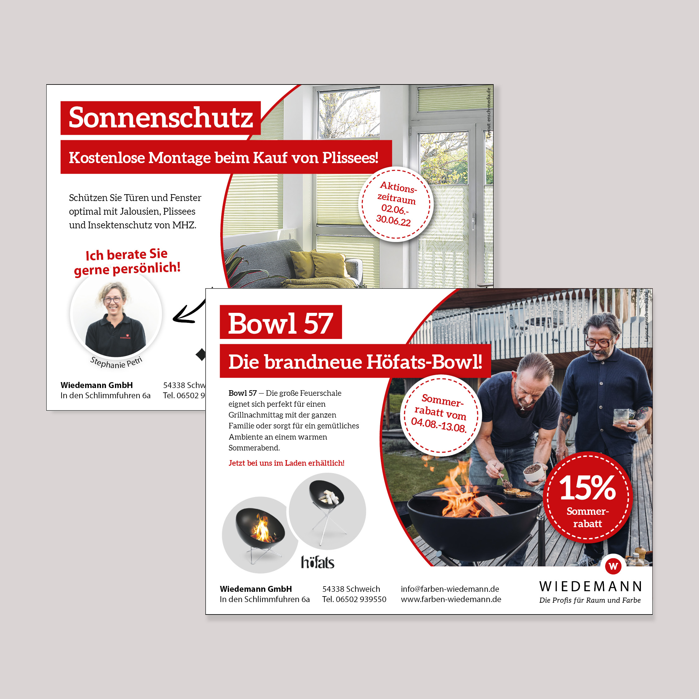 Das Bild zeigt ein Beispiel für einen Flyer der Firma Wiedemann