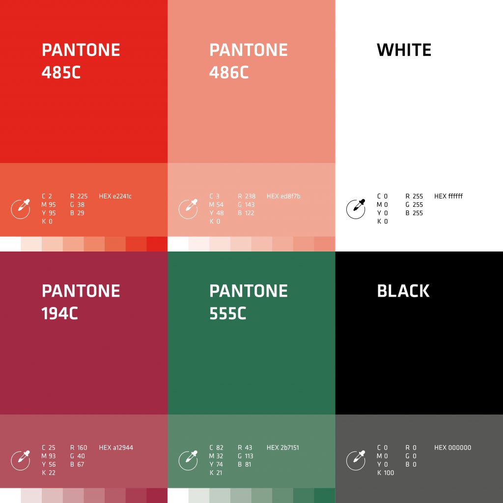 Verschiedene Farbwerte auf Farbfeldern